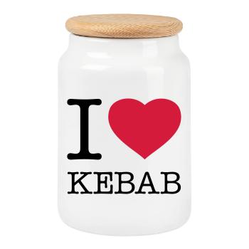 I LOVE KEBAB - Cookie Jar with Wooden Lid - white - Front