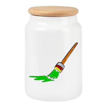Urban Graffiti Pinsel Design - Keksdose mit Holzdeckel - Weiß - Vorne
