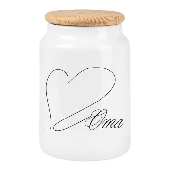 Oma - Keksdose mit Holzdeckel - Weiß - Vorne