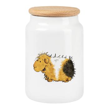 Funny Gurkenmonster I Meerschweinchen Comic - Keksdose mit Holzdeckel - Weiß - Vorne