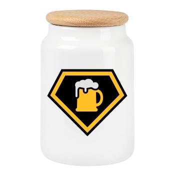 Super Drinking Team - Cookie Jar with Wooden Lid - white - Front