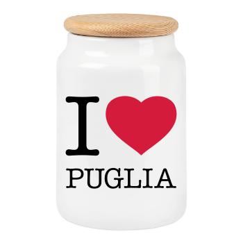 I LOVE PUGLIA Apulia Italy Italy - Cookie Jar with Wooden Lid - white - Front