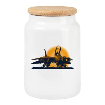 Jet F-14 Tomcat - Cookie Jar with Wooden Lid - white - Front