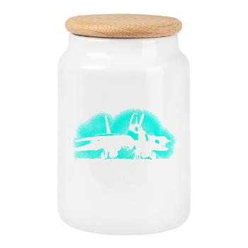 Jet F-14 Tomcat - Cookie Jar with Wooden Lid - white - Front
