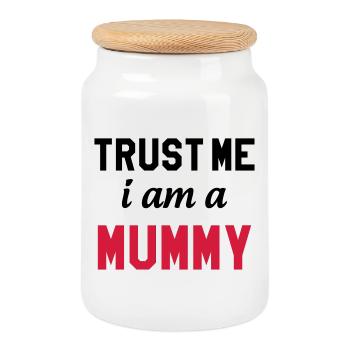 Trust me I am a Mummy - Keksdose mit Holzdeckel - Weiß - Vorne