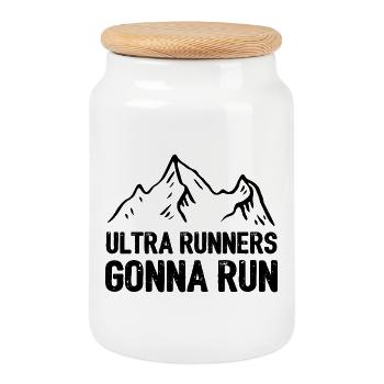Ultra Runners Gonna Run - Cookie Jar with Wooden Lid - white - Front
