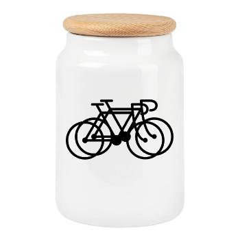 Vélos - Boîte à biscuits avec couvercle en bois - blanc - Devant