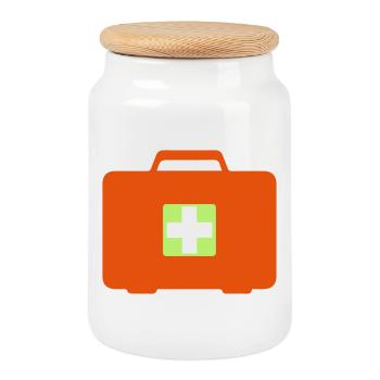 First aid kit - Cookie Jar with Wooden Lid - white - Front