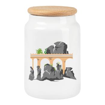 idée cadeau bastei saxe suisse montagnes - Boîte à biscuits avec couvercle en bois - blanc - Devant