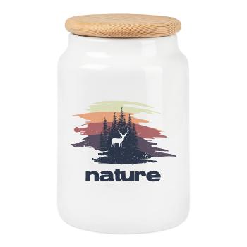 Nature - Design - Boîte à biscuits avec couvercle en bois - blanc - Devant