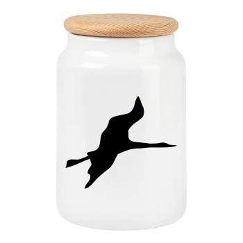 crane - Cookie Jar with Wooden Lid - white - Front