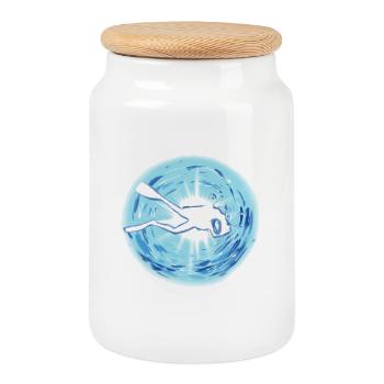 diver - Boîte à biscuits avec couvercle en bois - blanc - Devant