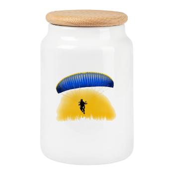 paragliding - Boîte à biscuits avec couvercle en bois - blanc - Devant