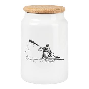 Kayak - Cookie Jar with Wooden Lid - white - Front
