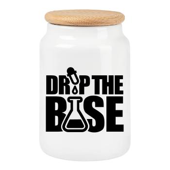 Drop the base - Cookie Jar with Wooden Lid - white - Front