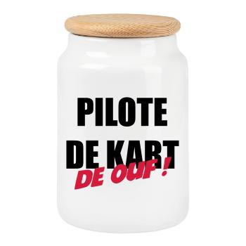 Karting / Kart / Go-Kart / Sport / Driver - Cookie Jar with Wooden Lid - white - Front