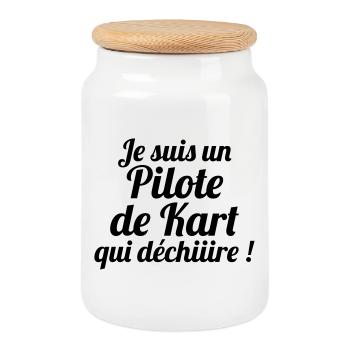 Karting / Kart / Go-Kart / Sport / Driver - Cookie Jar with Wooden Lid - white - Front