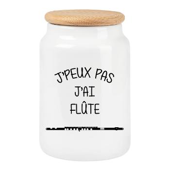 Flûte / Flute / Musique / Musicien / Flutiste - Boîte à biscuits avec couvercle en bois - blanc - Devant