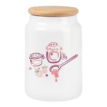 Marmelade und Früchte, jam - Keksdose mit Holzdeckel - Weiß - Vorne