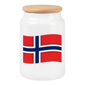 Norvège - Design - Boîte à biscuits avec couvercle en bois - blanc - Devant