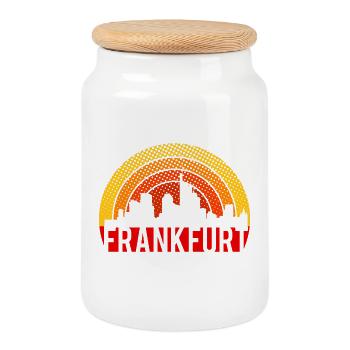 Skyline Francfort - Boîte à biscuits avec couvercle en bois - blanc - Devant
