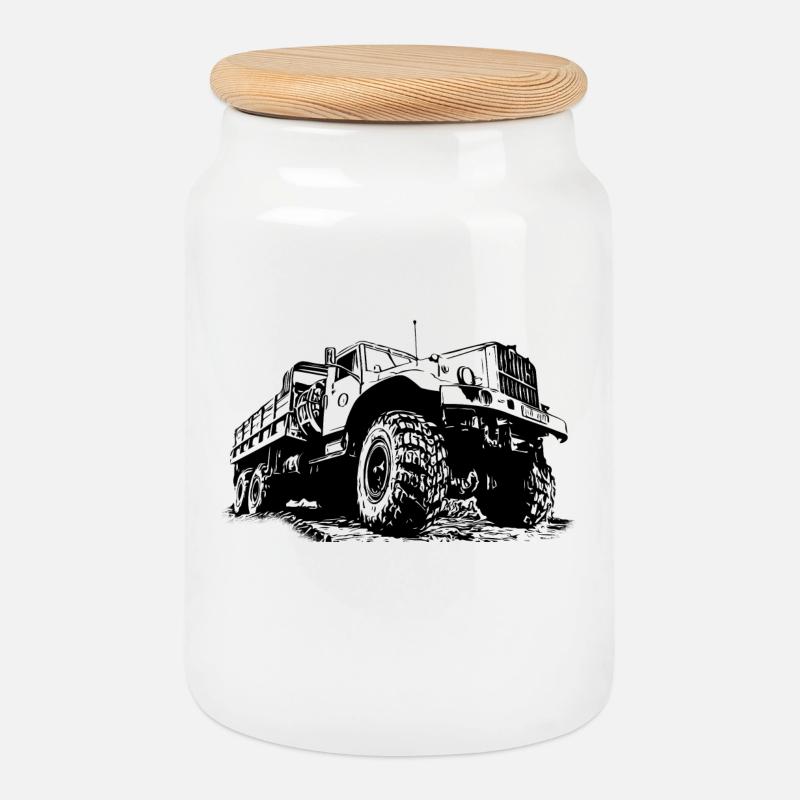 KrAZ LKW - Keksdose mit Holzdeckel - Weiß