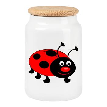 coccinelle - Boîte à biscuits avec couvercle en bois - blanc - Devant