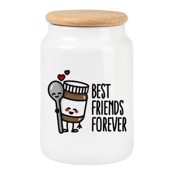 Best friends forever chocolate spread / spoon BFF - Keksdose mit Holzdeckel - Weiß - Vorne