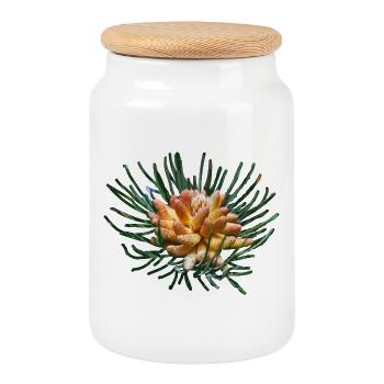Creative fir branches - Cookie Jar with Wooden Lid - white - Front