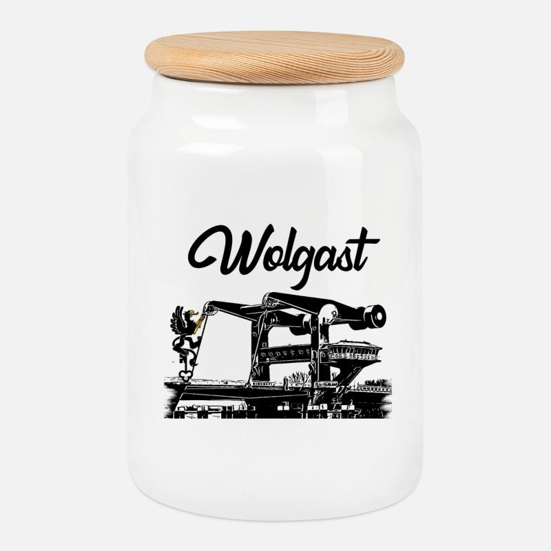Wolgast - Peenebrücke - Usedom - Keksdose mit Holzdeckel - Weiß