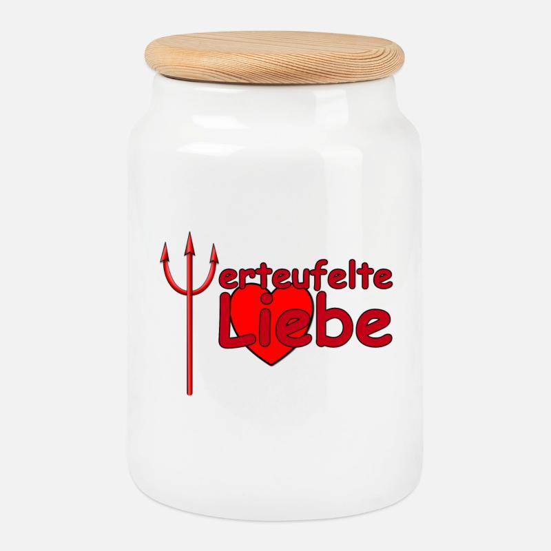 Liebe Teufel verliebt Valentinstag Ehe Paar - Keksdose mit Holzdeckel - Weiß