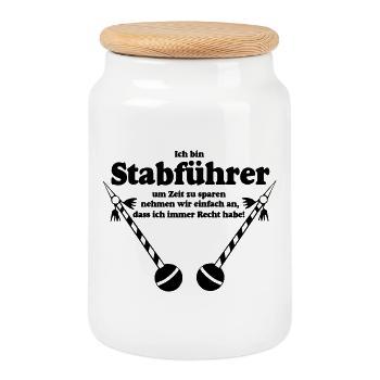 Fanfahrenzug, Spielmannszug,MusikzugStabführer(25) - Keksdose mit Holzdeckel - Weiß - Vorne