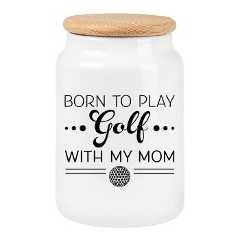 golf - Cookie Jar with Wooden Lid - white - Front