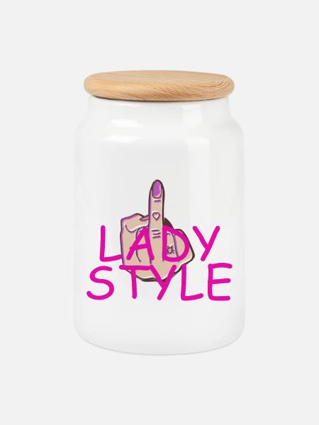 Lady Style Mittelfinger - Keksdose mit Holzdeckel - Weiß
