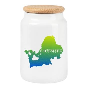 bayerischer See Silhouette - Keksdose mit Holzdeckel - Weiß - Vorne