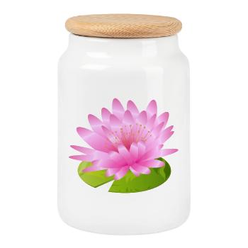 leuchtende Seerose - Inspiration großer Künstler - Keksdose mit Holzdeckel - Weiß - Vorne