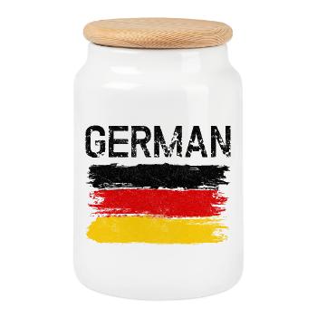 German Flag Brushstroke - Cookie Jar with Wooden Lid - white - Front