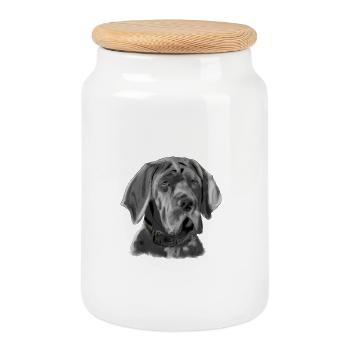 Mâtin - Boîte à biscuits avec couvercle en bois - blanc - Devant