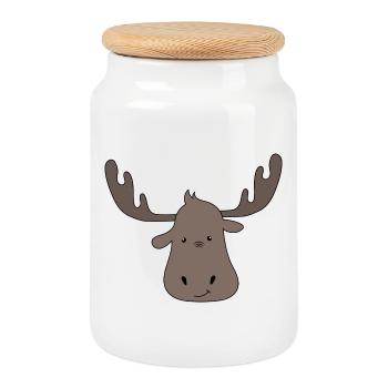 Cadeaux amusants pour les enfants avec un petit élan - Boîte à biscuits avec couvercle en bois - blanc - Devant