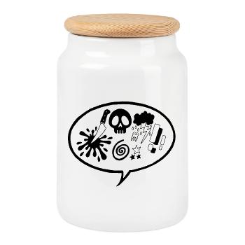 Comic Book (Black) - Cookie Jar with Wooden Lid - white - Front