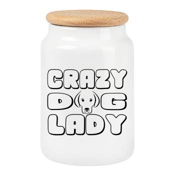 Crazy dog lady. For women who love dogs - Cookie Jar with Wooden Lid - white - Front