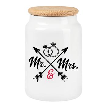 Mr. And Mrs. - Keksdose mit Holzdeckel - Weiß - Vorne