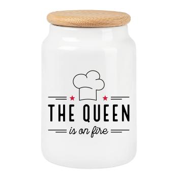 Cook - Cookie Jar with Wooden Lid - white - Front