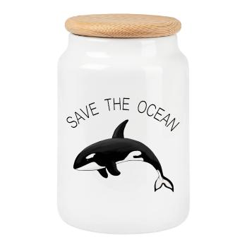Save the Ocean Orca Killerwal - Keksdose mit Holzdeckel - Weiß - Vorne