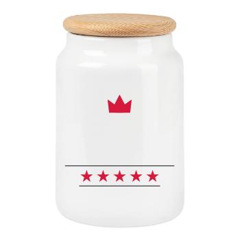 -starred chef - Cookie Jar with Wooden Lid - white - Front