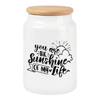 Tu es le rayon de soleil de ma vie, mon amour - Boîte à biscuits avec couvercle en bois - blanc - Devant