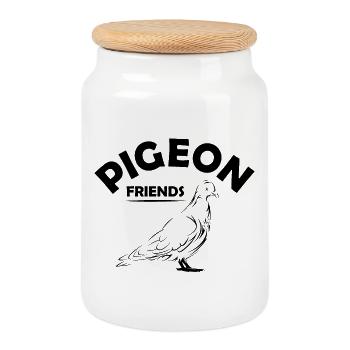 pigeon amis pigeon animaux illustration icône de logo - Boîte à biscuits avec couvercle en bois - blanc - Devant