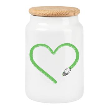 Heart Sheep I Sheep Comic - Cookie Jar with Wooden Lid - white - Front
