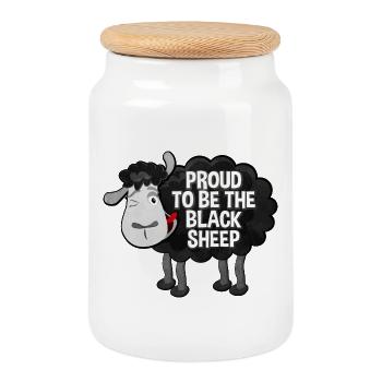 Fiers d’être les moutons noirs de Schaf Spruch - Boîte à biscuits avec couvercle en bois - blanc - Devant