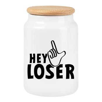 Salut le perdant. perdants, bizarres, idiots, neurd.... - Boîte à biscuits avec couvercle en bois - blanc - Devant